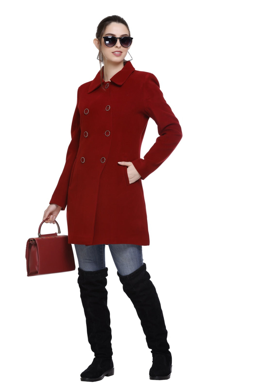 Women's Tweed Solid Winter Coat For Women